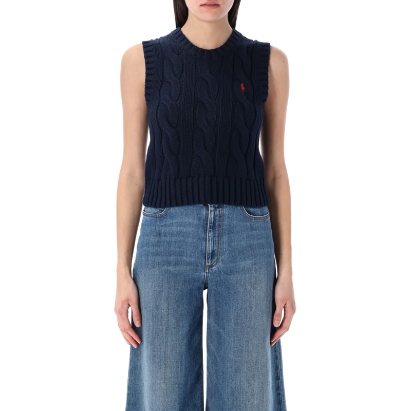 Polo Ralph Lauren Bluse Cable Knit Vest Blue