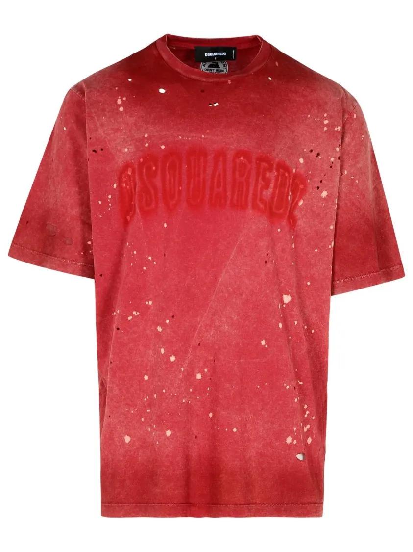 Dsquared2 - Red Cotton T-Shirt - Größe XL - rot