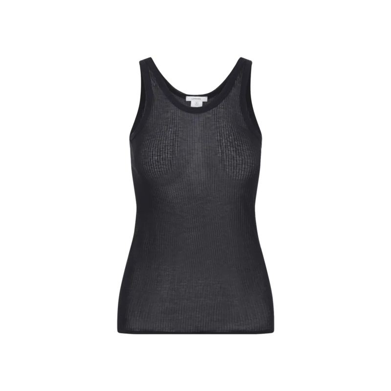 Lemaire Chemisier Sleeveless Fitted Tank Top In Luxurious Viscose-Si Black