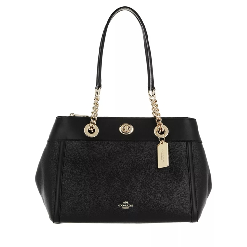 Coach Edie Pebbled Leather Carryall Black Tote