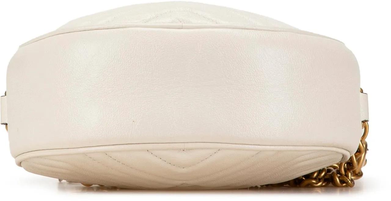 Gucci Shoppers Mini GG Marmont Round Leather Crossbody in wit