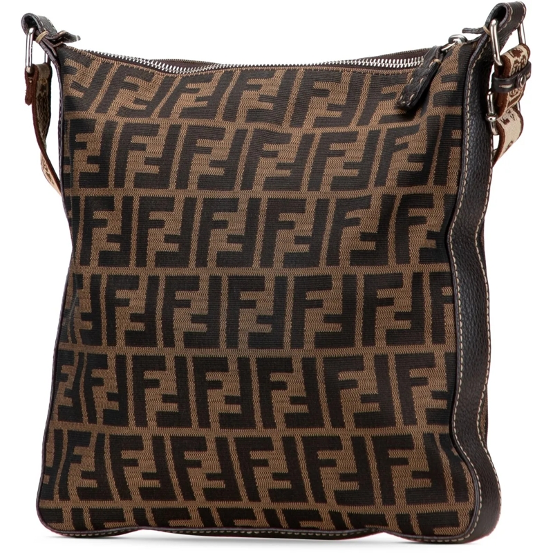 Fendi Schultertasche Zucca Canvas Selleria Crossbody braun