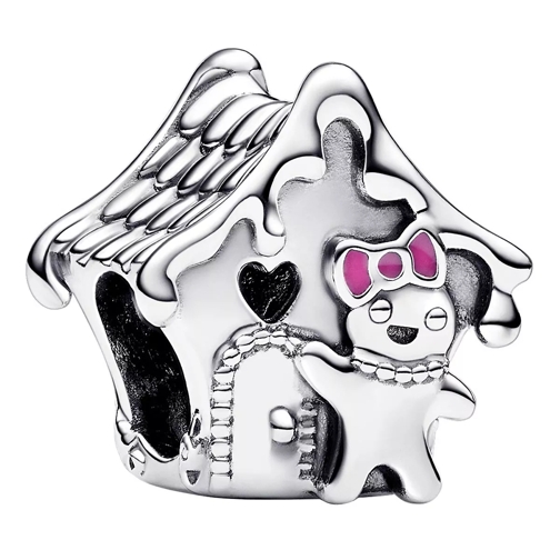 Pandora Gingerbread house sterling silver charm with pink, Multicolor Ciondolo