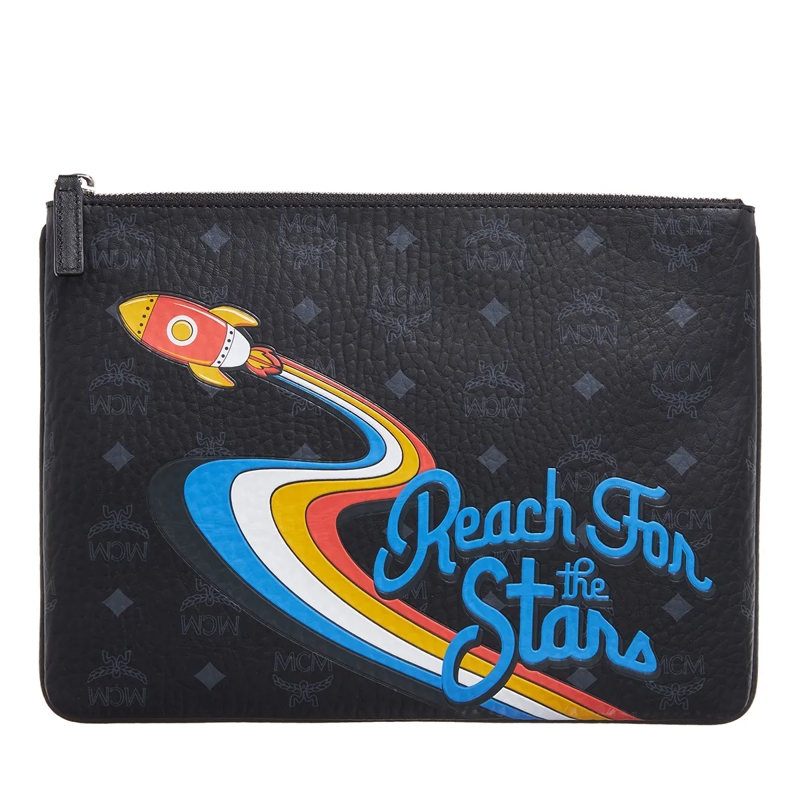 MCM Pochette Visetos Flat Pouch Medium Black