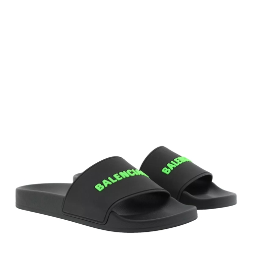 Balenciaga Slide Logo Sandals Black/Fluo Green Slide