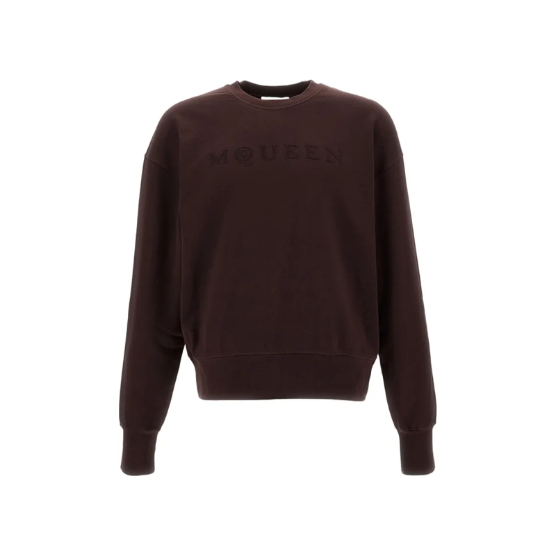 Alexander McQueen  Cotton Crew-Neck Sweatshirt With Ribbed Detailing Brown