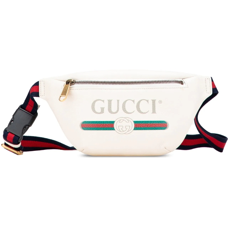Gucci Sac de ceinture Leather Logo Belt Bag weiß