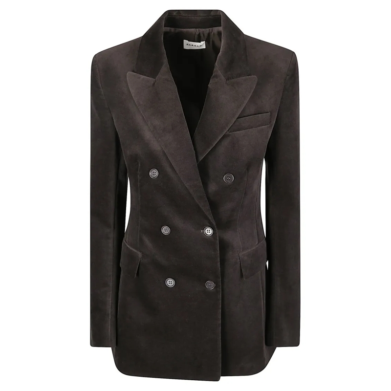 P.A.R.O.S.H. Blazer Double-Breasted Tailored Blazer With Gold Buttons Brown