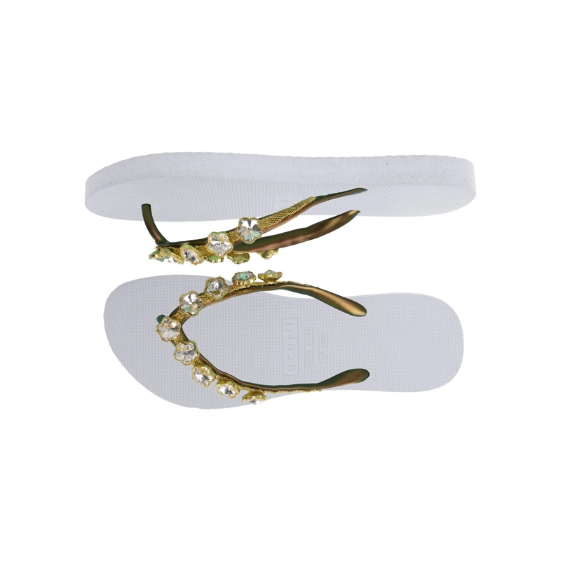 UZURII Flip Flops platte hausschuhe Chrystal Flower weiss(Image 6)