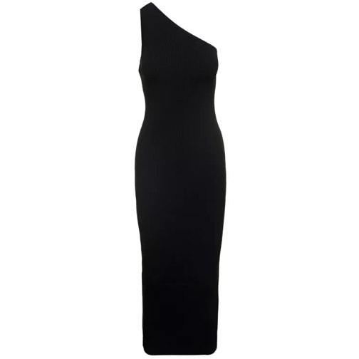 TOTEME Black Maxi One-Shoulder Ribbed Dress In Viscose Dr Black 