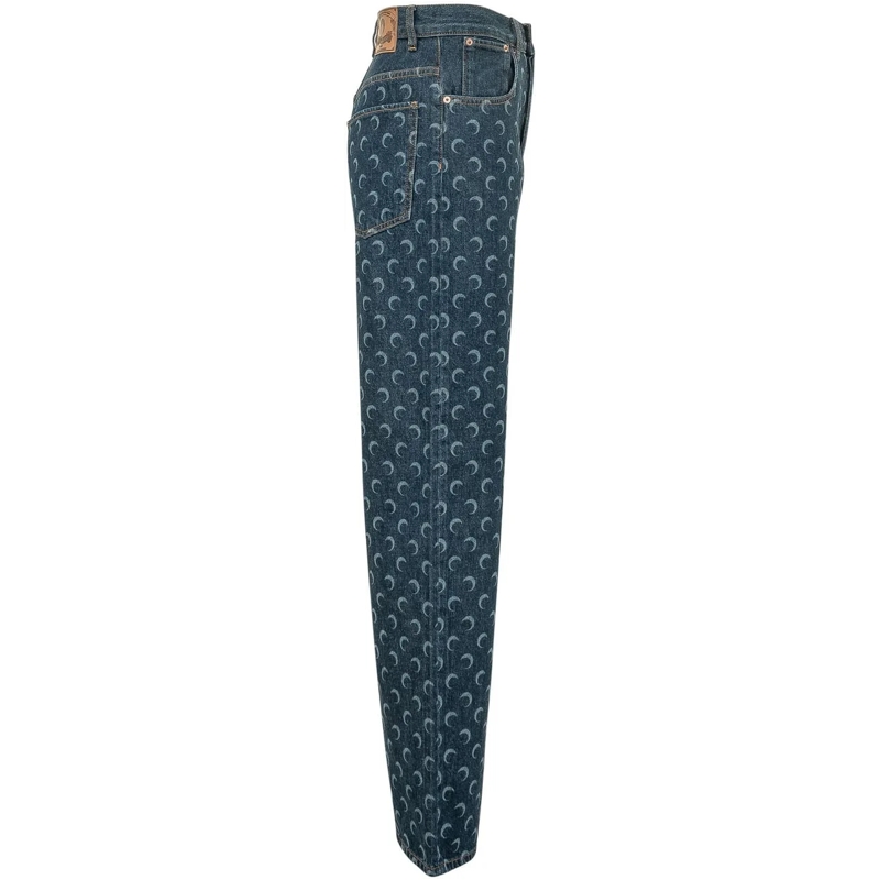 Marine Serre Jeans à jambe droite Jeans Denim Straight con Stampa blau(Image 3)