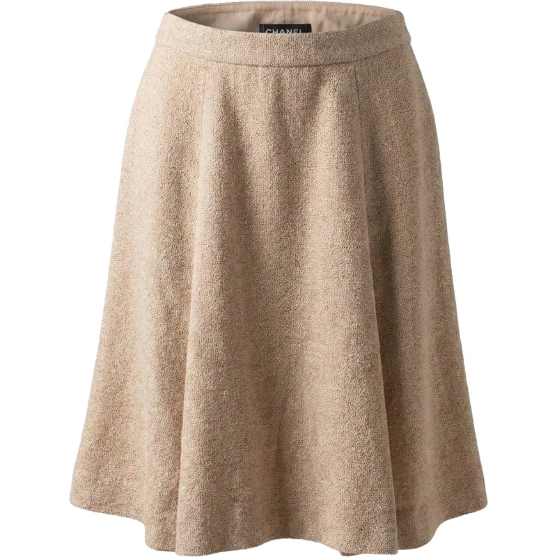 Chanel Midirock Chanel Viskose Gold Threads Skirt (DE34 / FR36) beige