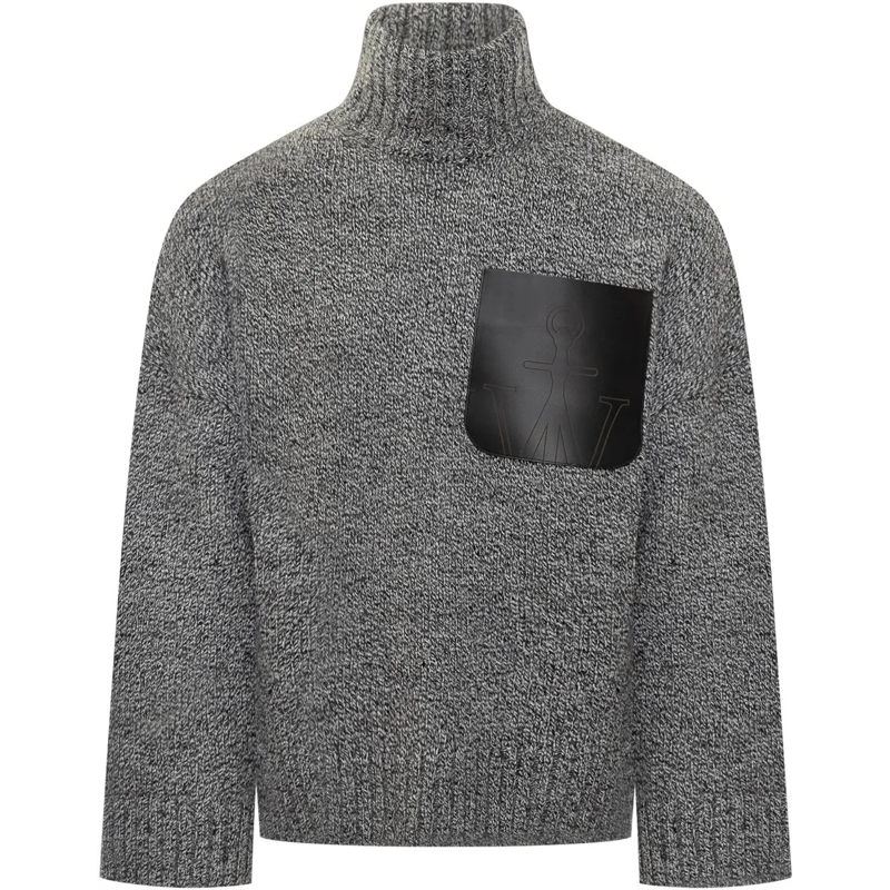 J.W.Anderson  Maglione Grigio con Tasca in Pelle J.W Anderson grau