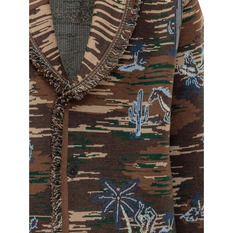 Alanui Pullover Cardigan Tex Hawaii con Frange braun(Image 4)