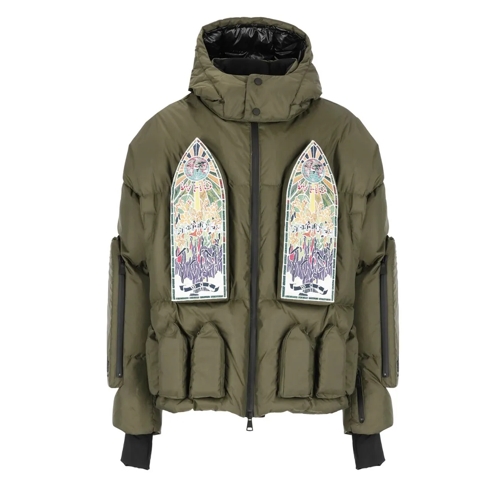 Who Decides War Quilted Down Jacket With Logo Green Vestes en duvet