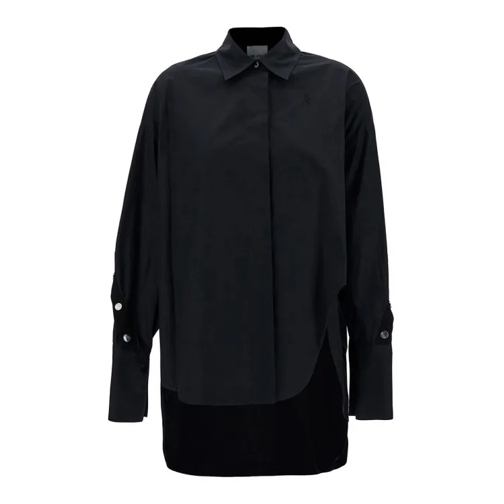 The Attico  Black Oversized Asymmetric Shirt With Studs In Cot Black