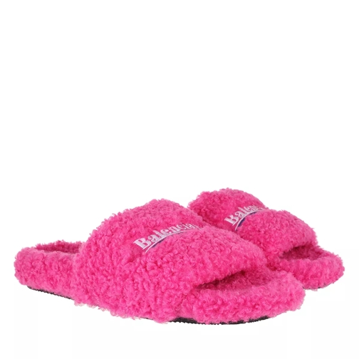 Balenciaga Furry Slide Sandals Pink Tofflor för inomhusbruk
