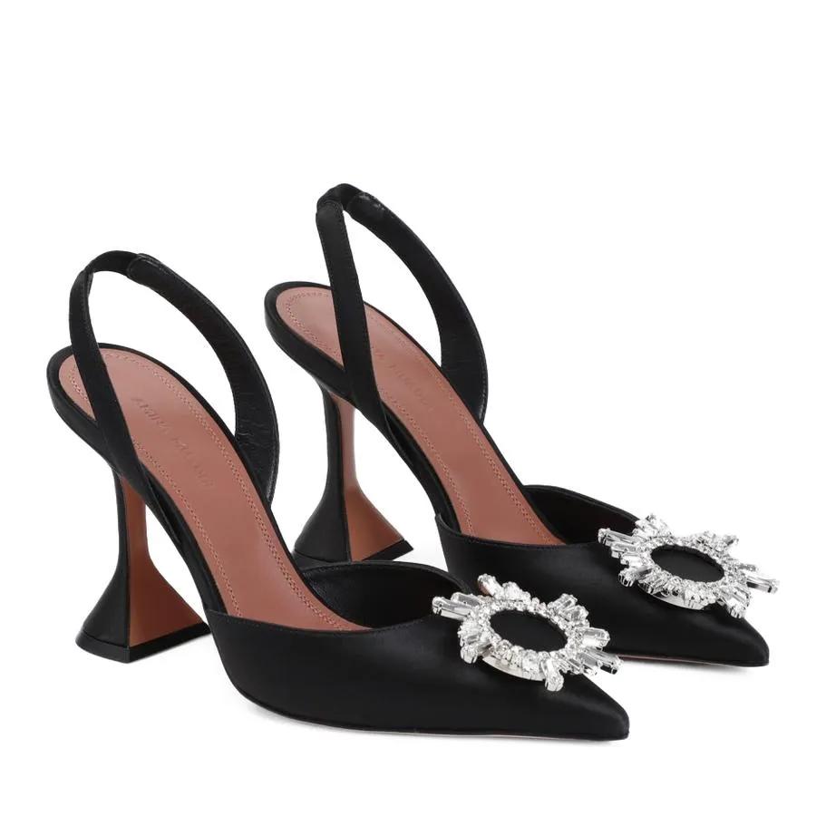 Thumbnail - Amina Muaddi Hohe Schuhe - Begum Sling Satin - Gr. 41 (EU) - in Schwarz - für Damen