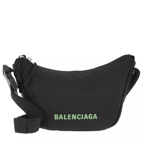 Balenciaga Wheel Small Sling Bag Black Fluo Green Crossbody Bag