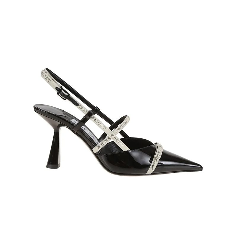 Jimmy Choo Escarpins Glossy Black Leather Slingback Pumps Black