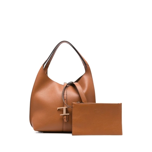 Tod's Sac à bandoulière Brown Structured Pebbled Handbag With T-Clasp And  Brown (Image 2)