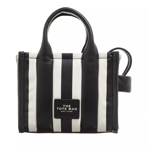 Marc Jacobs Vertical Stripe Leather Tote Bag Black White Mini Tas