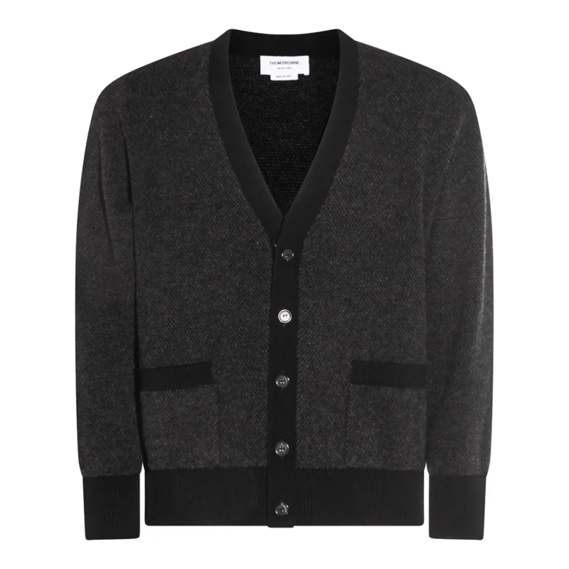 Thom Browne Vest Dark Grey Wool Knitwear Black