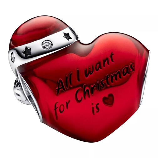 Pandora Metallischer roter Herzanhänger für Weihnachten Red Pendentif