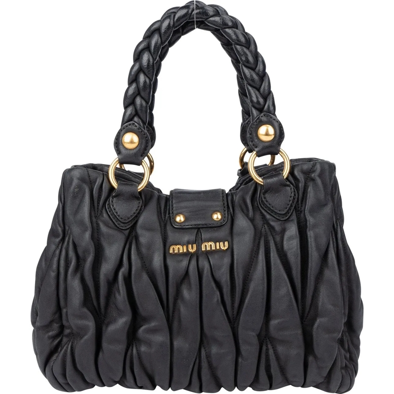 Miu Miu Tote Miu Miu Quilted Leather City Handbag schwarz