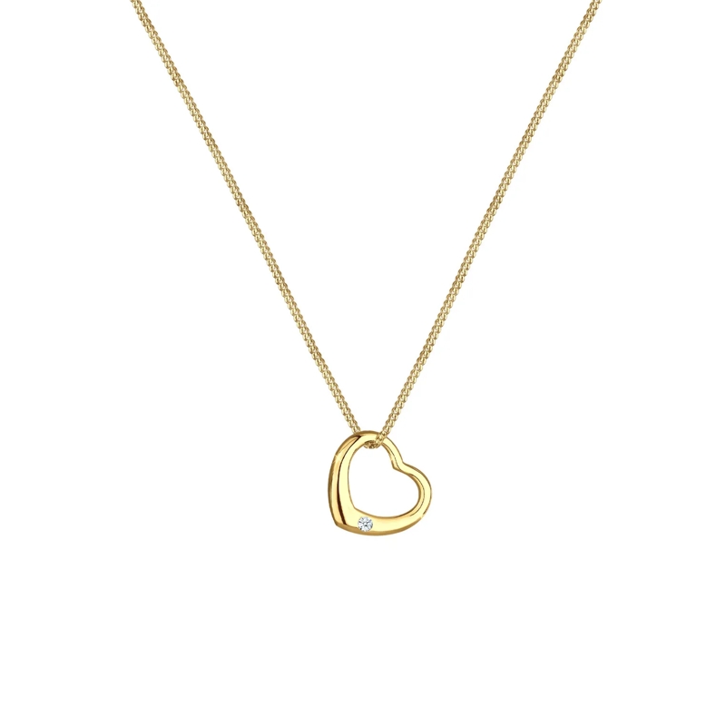 Elli Mittellange Halskette Halskette Herz Liebe Diamant (0.03 ct.) 925 Silber gold(Image 8)