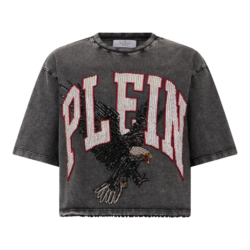 Philipp Plein T-Shirt T-Shirt Rundhalsausschnitt Ss Eagle schwarz