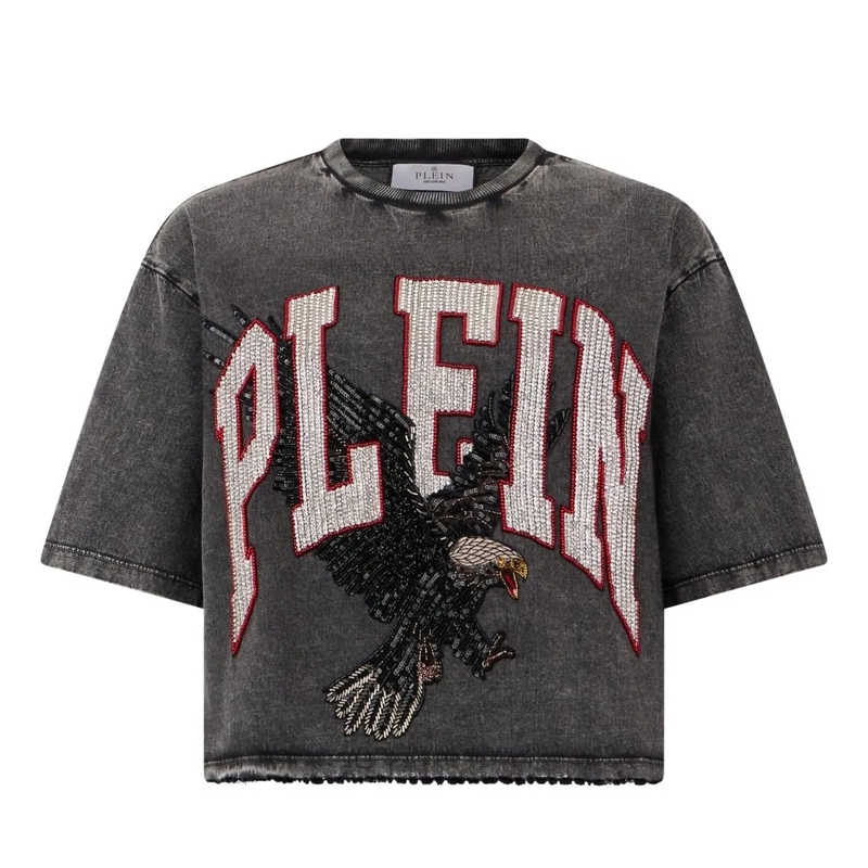 Philipp Plein T-Shirt T-Shirt Rundhalsausschnitt Ss Eagle schwarz