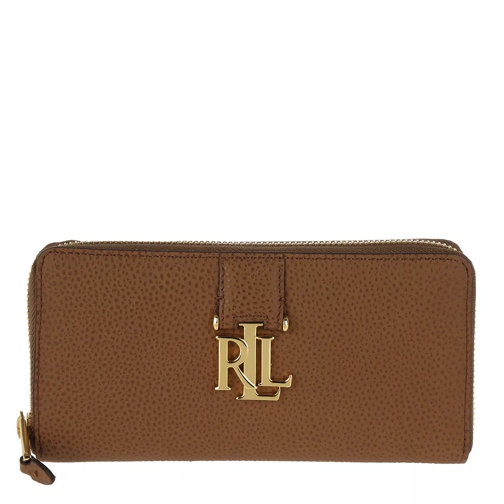 Lauren Ralph Lauren Carrington Zip Wallet Leather Field Brown Portemonnaie mit Zip-Around-Reißverschluss