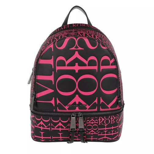 MICHAEL Michael Kors Rhea Zip Medium Backpack Black/Neon Pink Rucksack