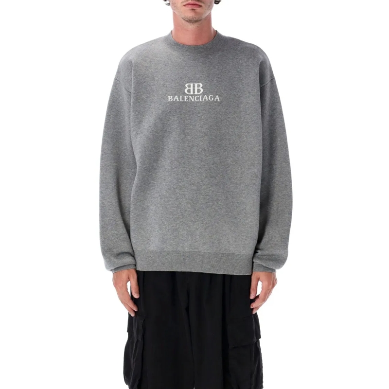 Balenciaga  Intarsia Logo Sweatshirt Grey