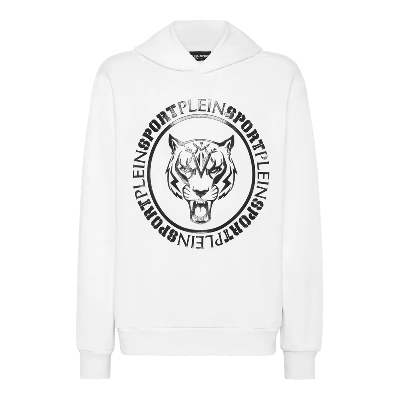 Plein Sport Top Hoodie Carbon Tiger weiss