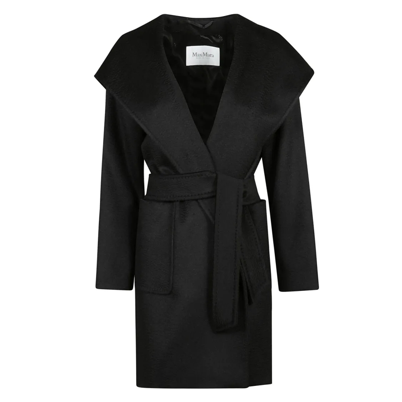 Max Mara Übergangsmantel Tailored Women's Long Coat With Smooth Texture Black