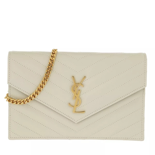 Saint Laurent Monogramme Envelope Chain Wallet Blanc Vintage Crossbody Bag