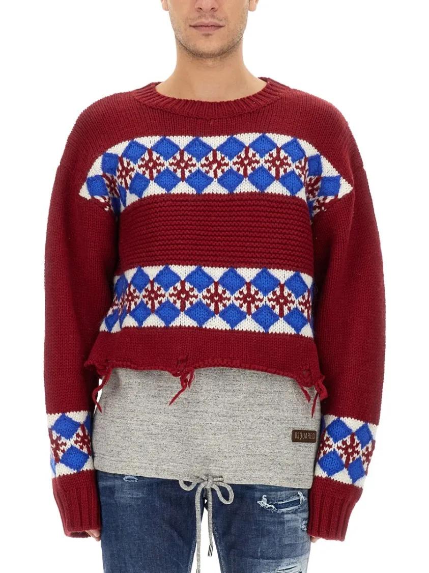 Thumbnail - Dsquared2 - Bold Jacquard Knit Sweater - Größe L - bunt