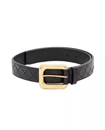 Bottega Veneta Gürtel - 3CM WEAVING LEATHER BELT - Gr. 90 - in Schwarz - für Damen