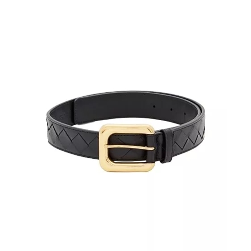 Bottega Veneta Leren Riem 3CM WEAVING LEATHER BELT Black