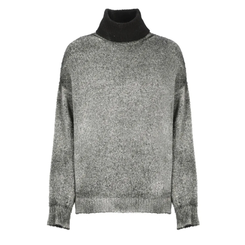 CALIBAN Grey Cotton Sweater Grey Trui met col