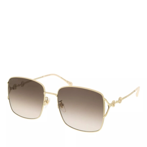 Gucci GG1018SK-003 58 Sunglass Woman Metal Gold-Gold-Brown Sunglasses
