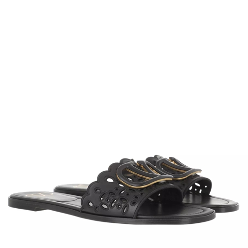 Valentino Garavani Signature VLogo Flat Sandals Black Slide