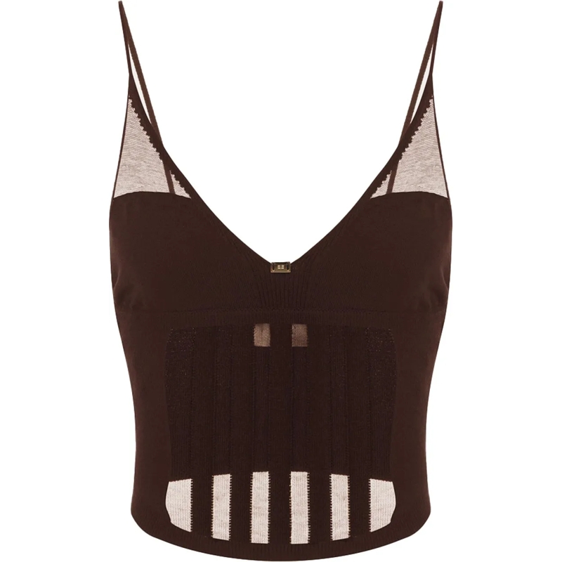 Elisabetta Franchi T-shirt Top Brown braun