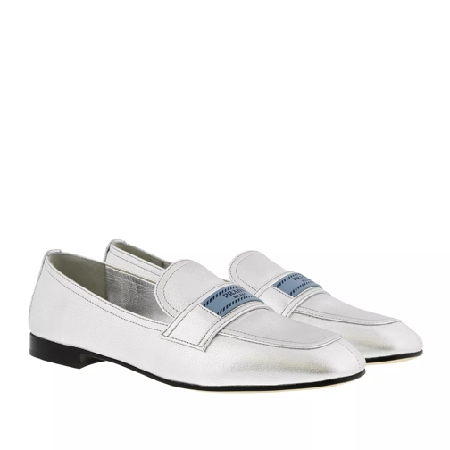 Prada Logo On Top Loafers Silver Loafer