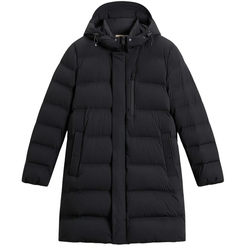 Woolrich Daunenjacke Heren Matt Stretch Long Puffer Zwart schwarz