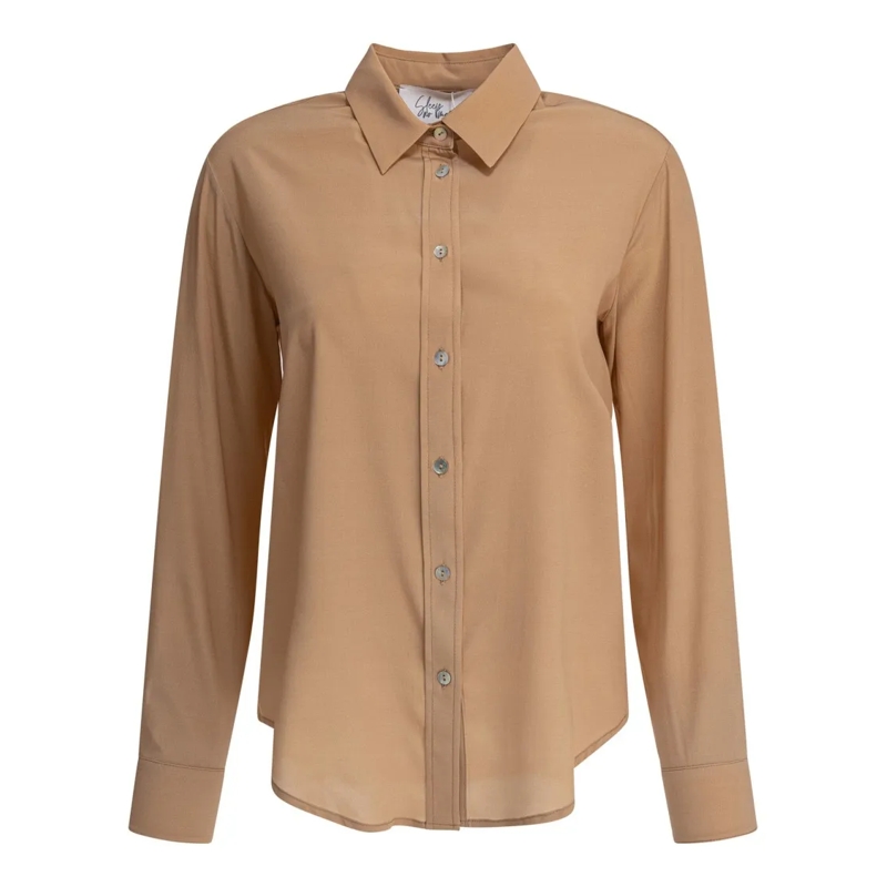 Sleep No More Hemd Silk-Elastane Blend Shirt With Classic Collar Neutrals