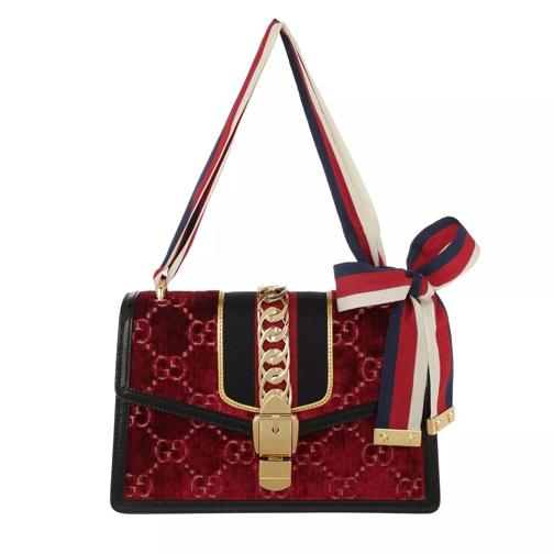 Gucci Sylvie GG Shoulder Bag Small Velvet Rosso Schooltas