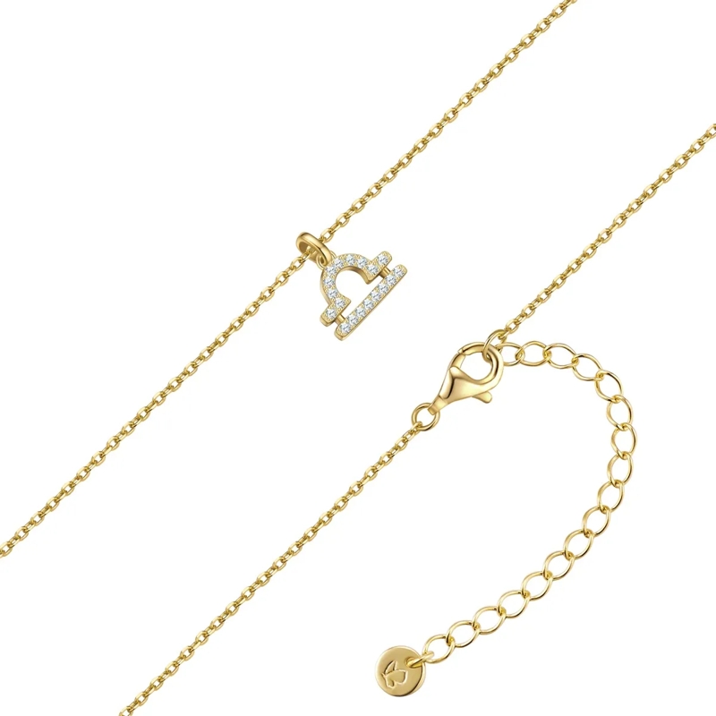 Glanzstücke München Mittellange Halskette Sterling Silber Halskette Zirkonia Sternzeichen Wa gold(Image 2)